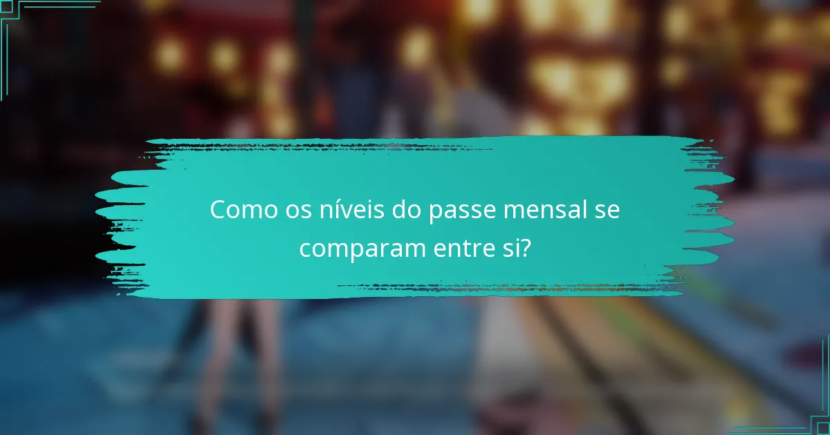 Como os níveis do passe mensal se comparam entre si?